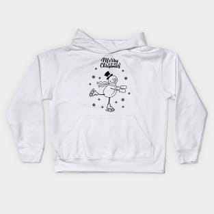 Ice Skating Snowman Kids Hoodie